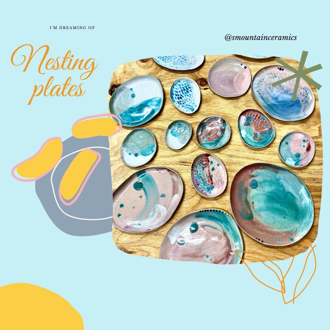 Ceramic dinner plate Nesting plates stoneware handmade Etsy