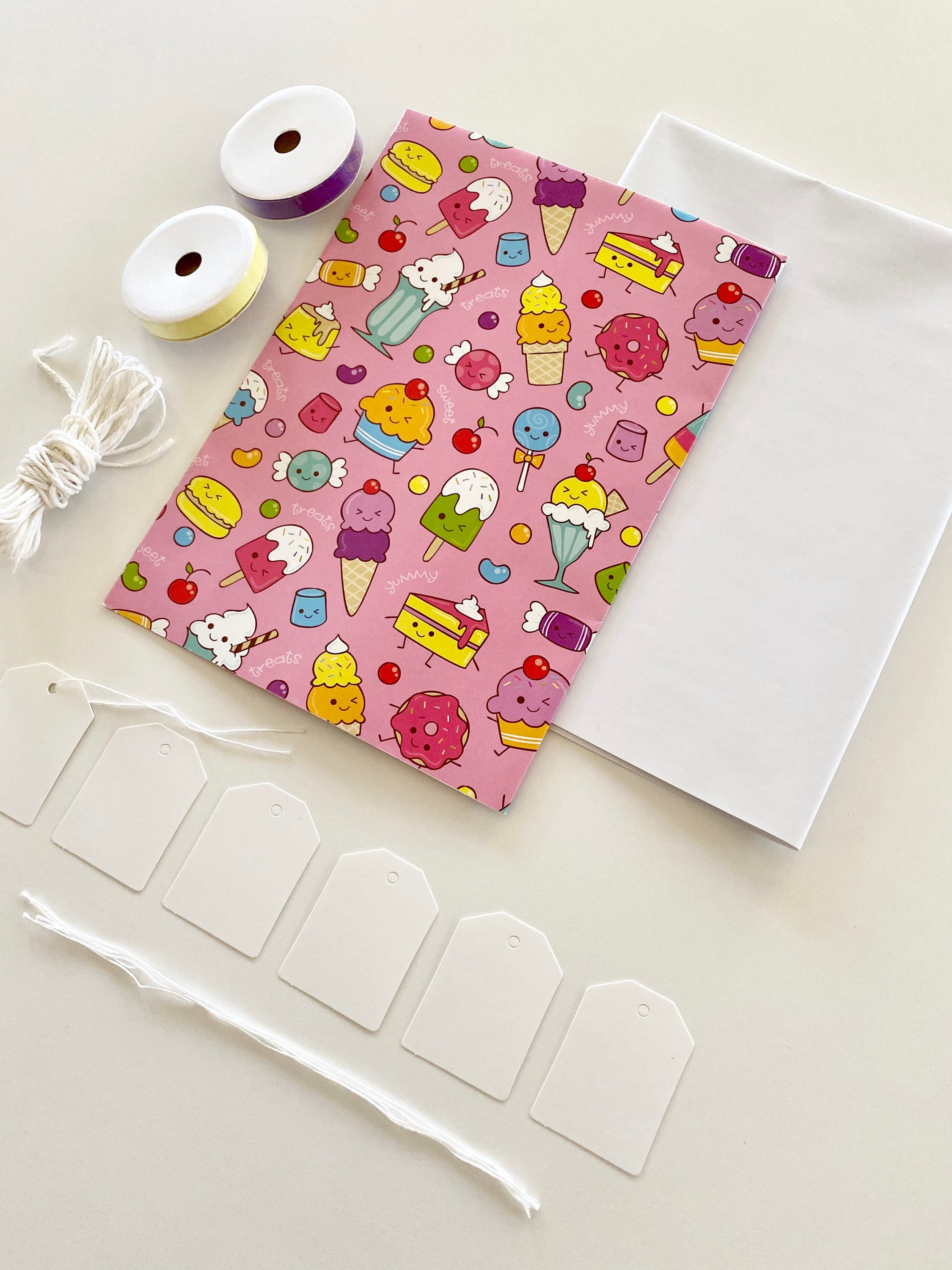 Sweet Wrapping Paper Kit Kawaii Icecream Party Accessories Etsy