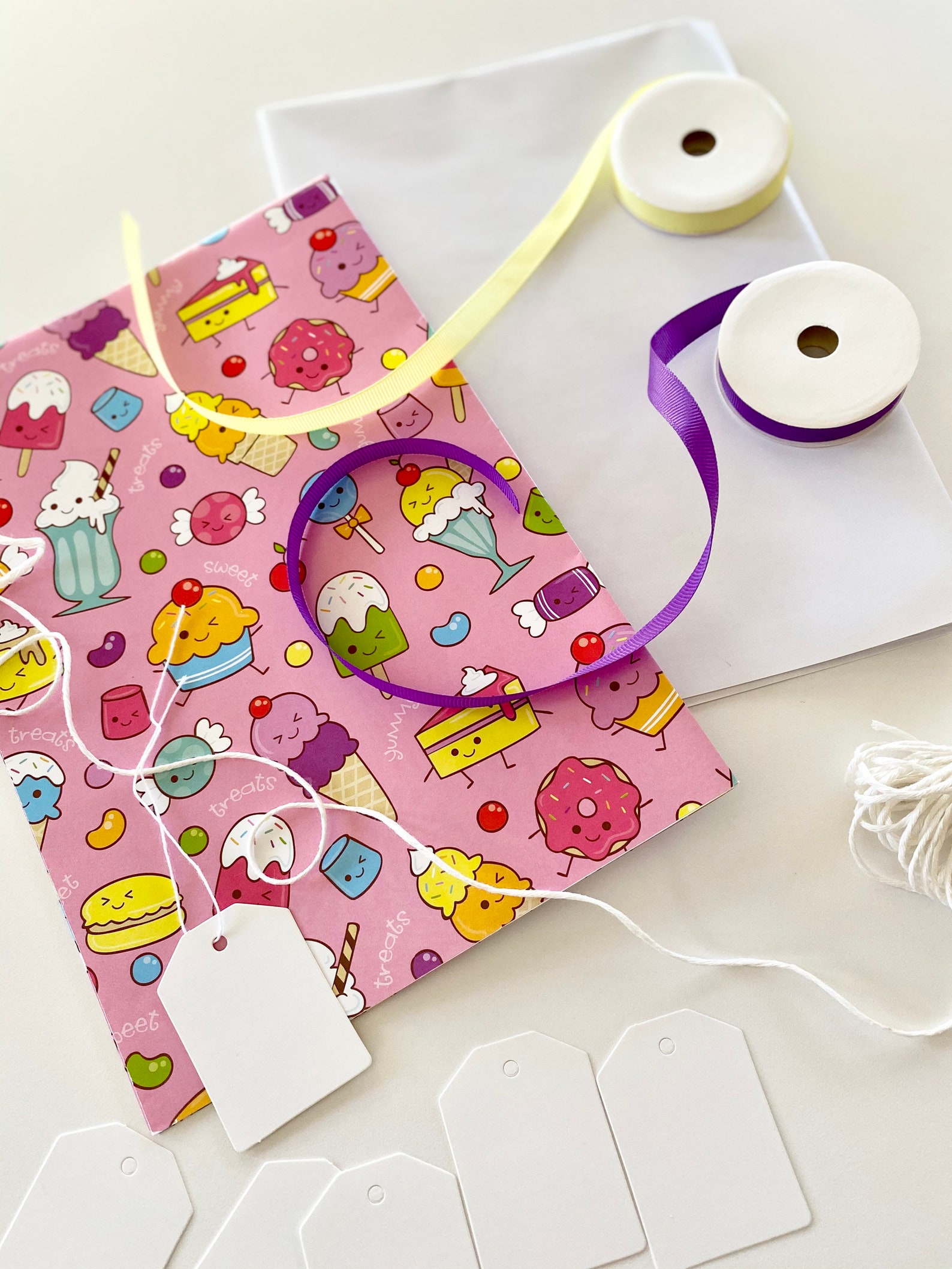 Sweet Wrapping Paper Kit Kawaii Icecream Party Accessories Etsy