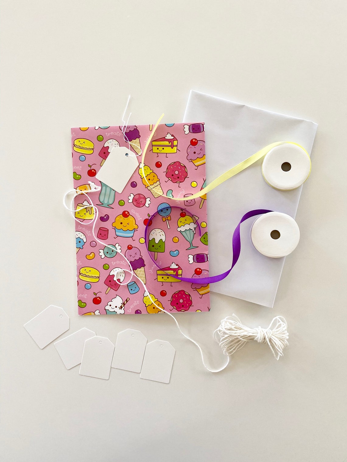 Sweet Wrapping Paper Kit Kawaii Icecream Party Accessories Etsy