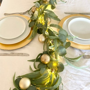 Australian Christmas Decoration | Eucalyptus Garland Fairy Lights | Grazing Table Runner | Dining Table Centrepiece | Artificial Greenery