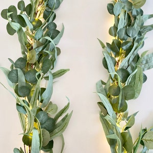 Set of 2 Eucalyptus Garlands with Fairy Lights | Australian Christmas Table Decorations | Aussie Christmas Table Runner Centrepiece