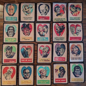 Vintage Valentine&#39;s Monster Card Patches