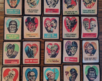 Vintage Valentine's Monster Card Patches