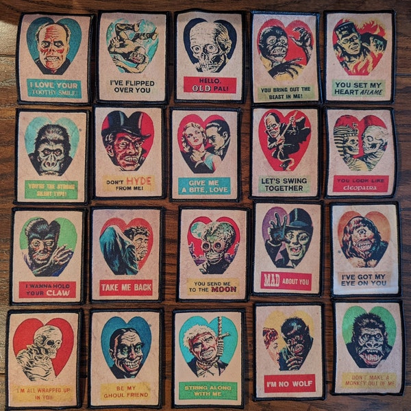 Vintage Valentine's Monster Card Patches