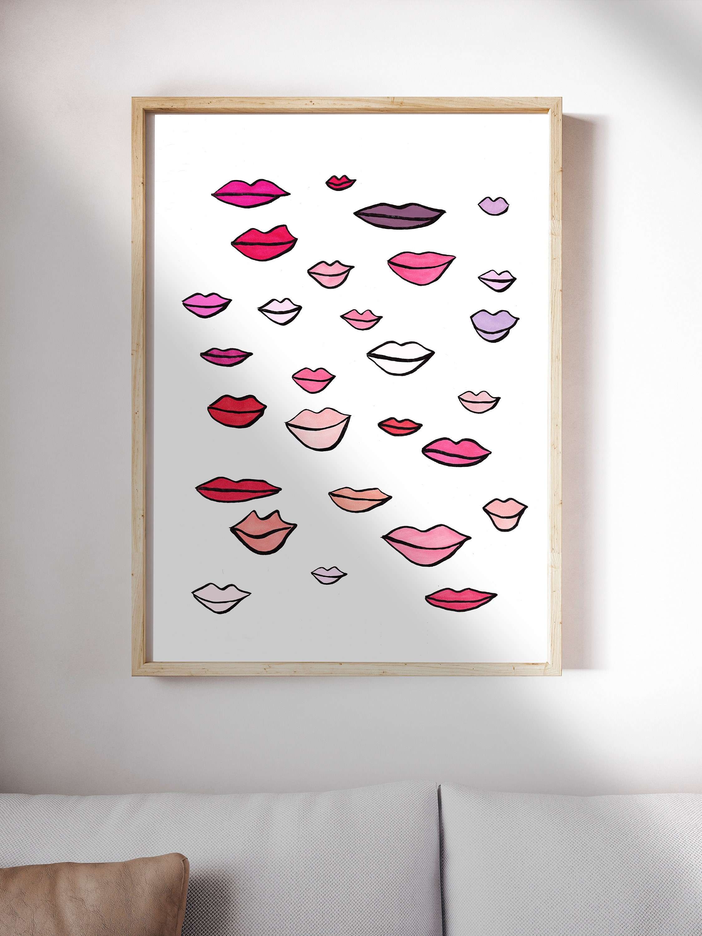Lips Printable Art Modern Lips Digital Print Kiss Wall Decor | Etsy