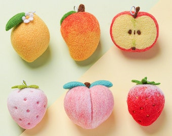 Felted Fruit DIY Kit, Wool Felt Fruit Kit, Needle Felting Kit, Wool Felting Kit, Fruit Keychain DIY Kit, Craft Kit, Felting Supplies