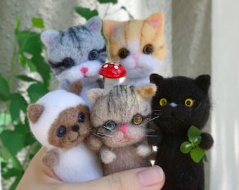 Cat Needle Felting Kit, Needle Felt Cat, Felted Animal Kit, Felt Cat Kit, DIY Kit, Kitten Felting Kit, Felting Beginner Kit, Holiday Gift