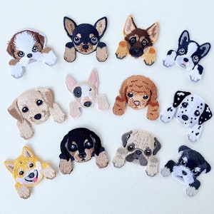 Embroidered Puppies Patch, 12 Styles, Pet Patches, Iron on Sew on Patches, Dog Appliques, DIY Patches, Pocket Dog, DIY Gifts for Dog Moms