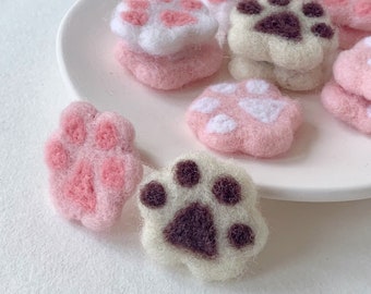 Felted Cat Paw for making Hair Accessories Hair Clips Keychain Ornaments Home Decoration, Wool Felt Cat Paw, Needle Felted Paw, Paw Earrings