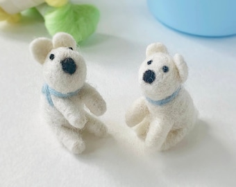 Wool Felted Polar Bear, Felted Animal for making Animal Brooch, Keychain, Hair Clip, Garland, Home Decoration, Ornaments, Felted White Bear