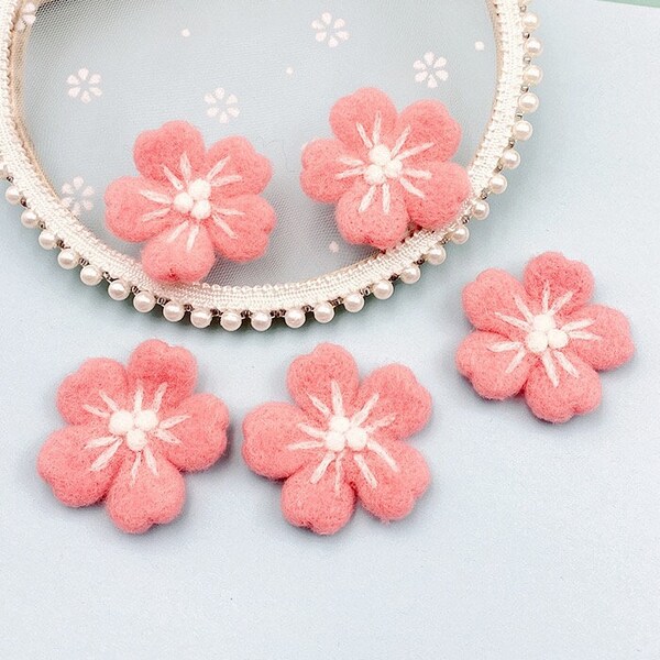 Felted Sakura, Wool Felt Sakura, Felted Flowers, Needle Felt Sakura, Wool Felt Flowers, Sakura Ornament, Spring Decor, Felt Shape