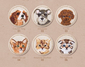 Parches para mascotas, parche bordado para cachorros y gatitos, parches redondos para perros y gatos, parche para planchar, parches para coser, parches lindos de bricolaje, apliques de insignia para mascotas