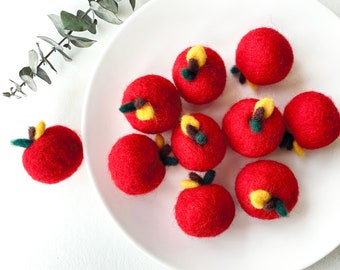 Real size Felted apple Home decor Kitchen decor felt wool decor felt wool apple Needle Felted Apple in natural size