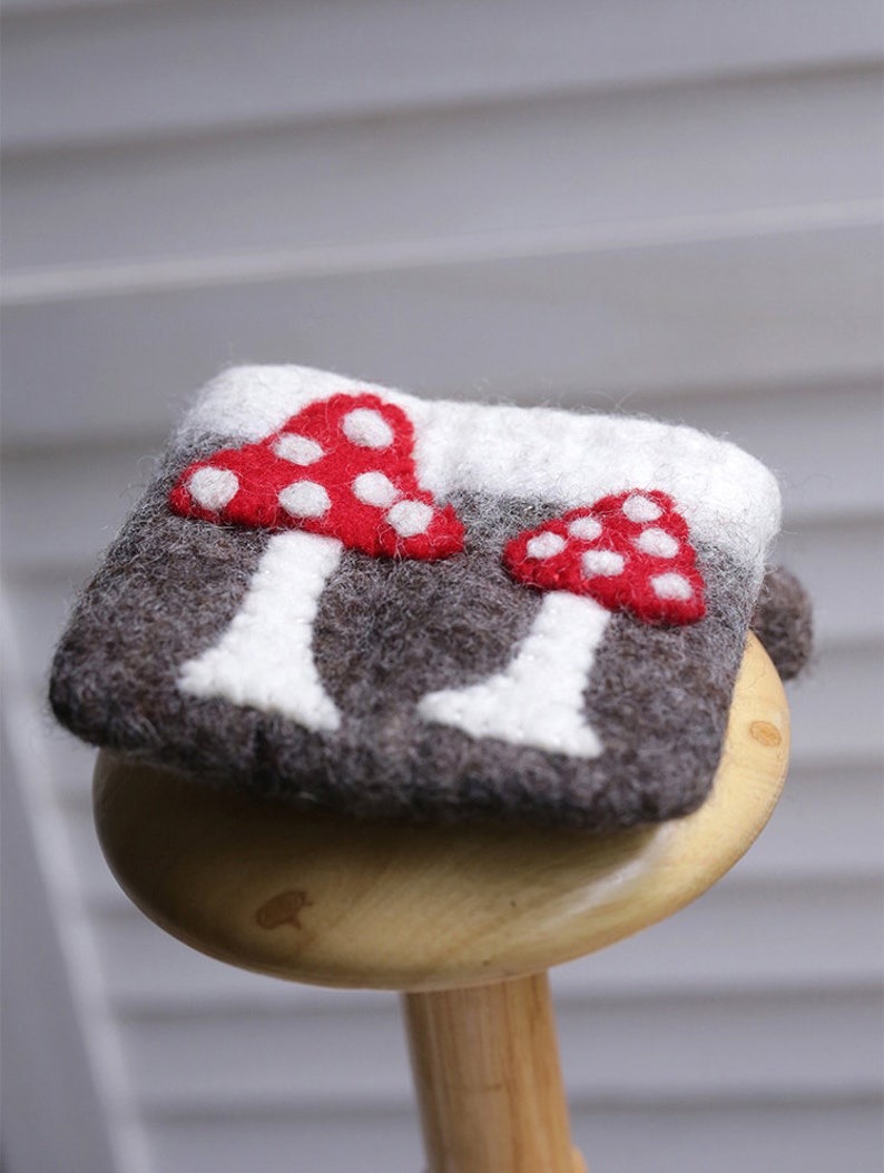 Mushroom Wool Felt Cosmetic Bag Felted Bag Felted Makeup Etsy