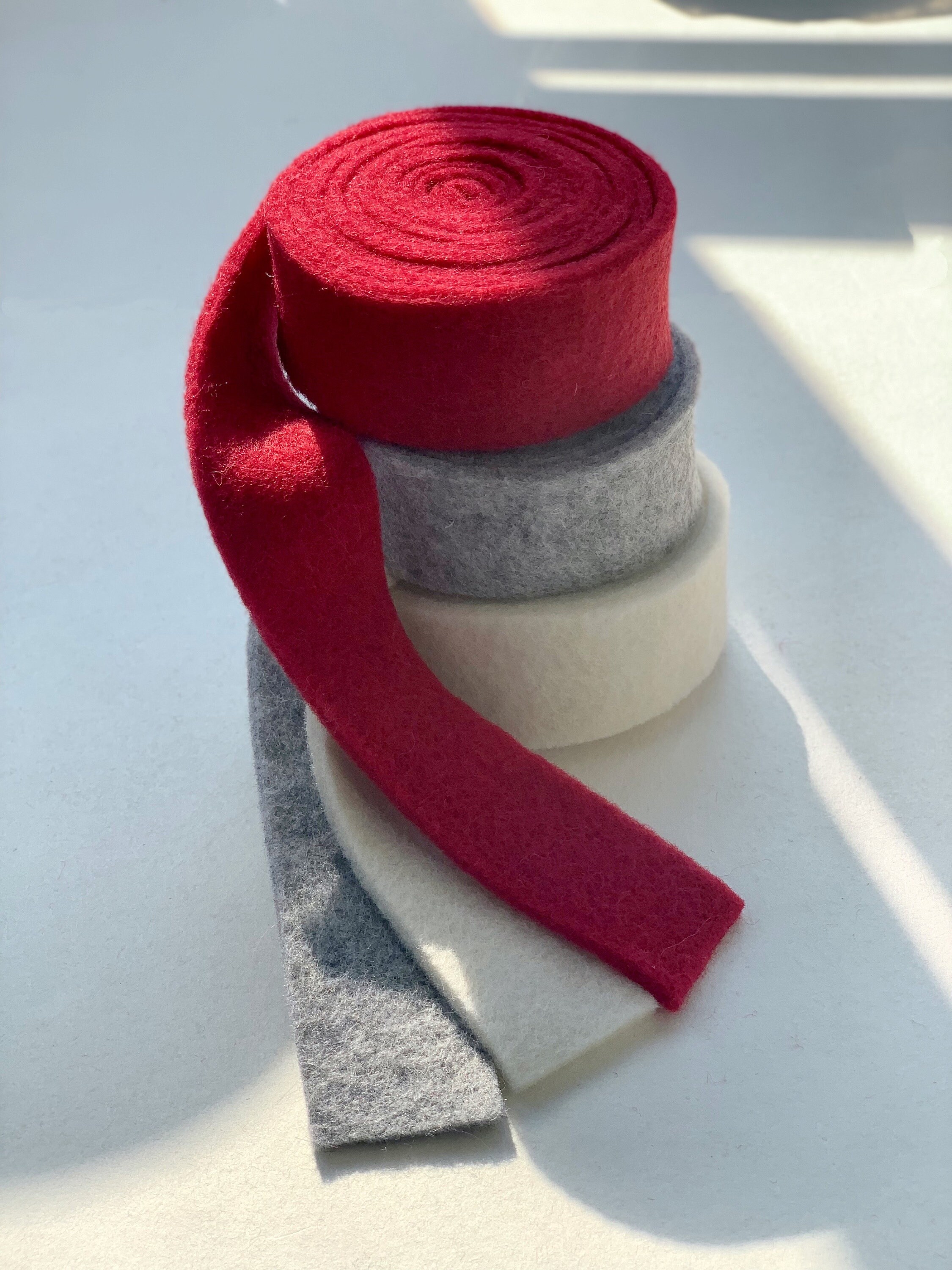 Wool Felt Ribbon, 9 Colors, Wool Ribbon Rolls, Felted Ribbon, Woolen ...