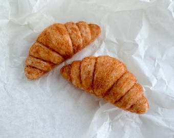 Needle Felted Croissant, Wool Pretend Play Food, Playroom Decor