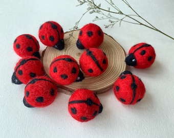 Felted Ladybug, Wool Felt Ladybug, Felted Insect, Needle Felt Ladybug, Ladybug Decor, Felted Ladybird, Craft Supplies, Felted Accessory