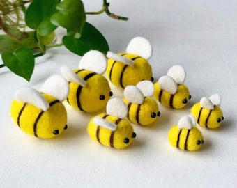 Felt Bee 10 Pcs, Bee Decor, Needle Felt Bees, Felted Bees, Honey Bee Decor, Felt Accessories, Felt Humble Bee, Wool Bee, Three Sizes