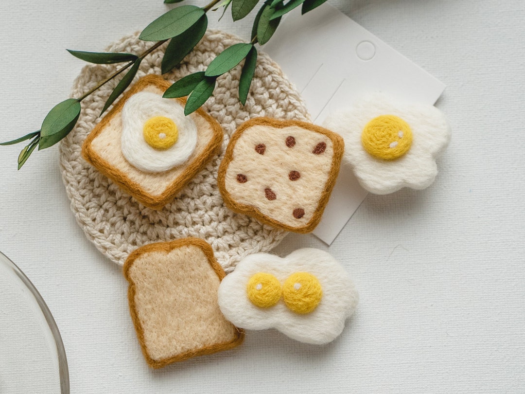 Felted Toast, Felted Bread, Felted Fried Egg, Felted Breakfast, Felting