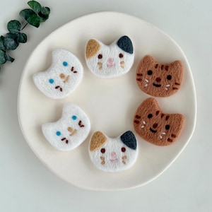 Feutre de chat, tête de chat en feutre, chat feutré à l'aiguille pour fabriquer une broche, barrette, décoration pour chambre de bébé, guirlande, mobile pour bébé, fournitures de bricolage en feutre
