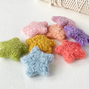 Felted Stars, 11 Colors, Curly Wool Stars for making Hair Accessories, Garland, Brooch, Ornaments, Baby Mobile, Stars Decor, Handmade Stars