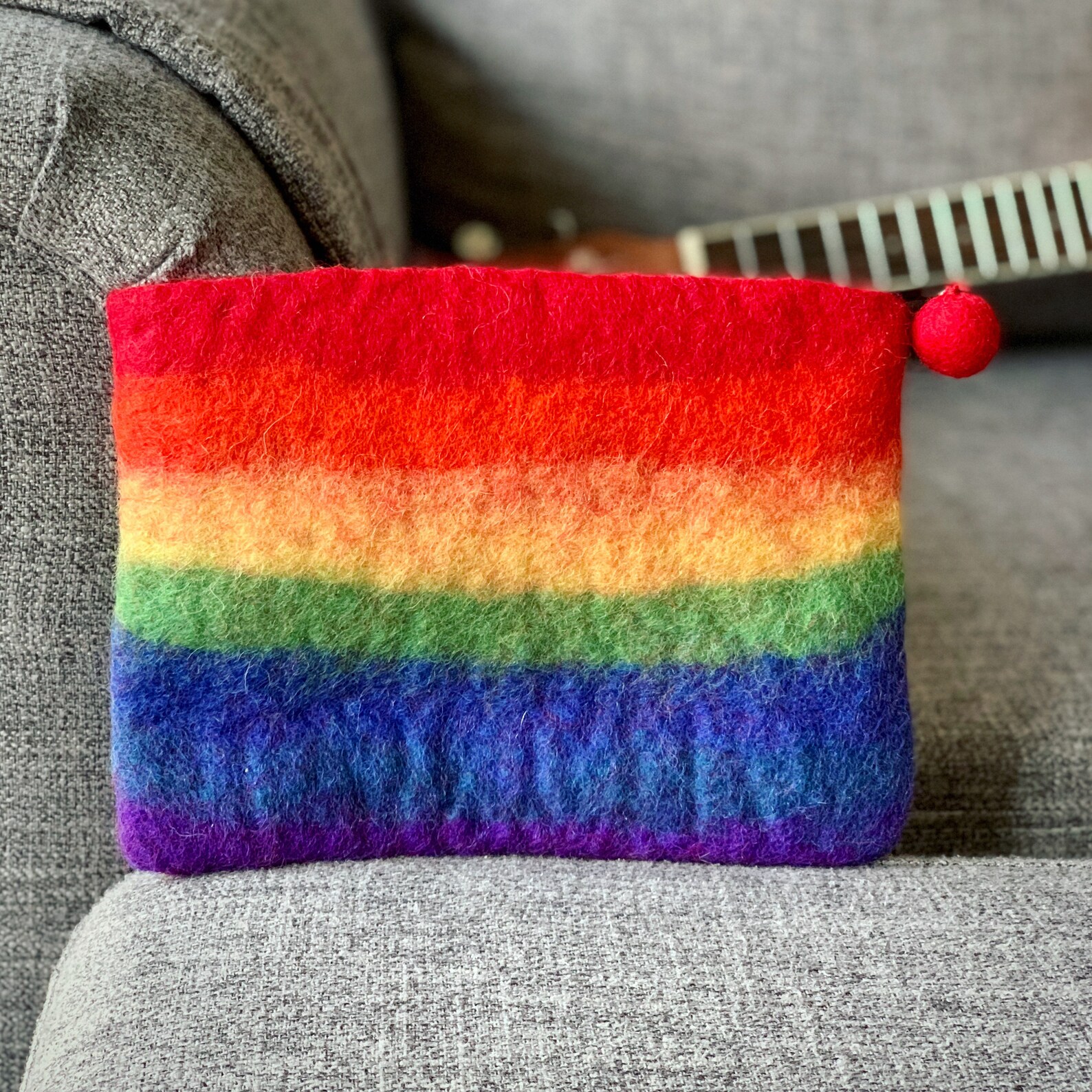 Rainbow Wool Felt Cosmetic Bag Felted Makeup Pouch Felt Etsy