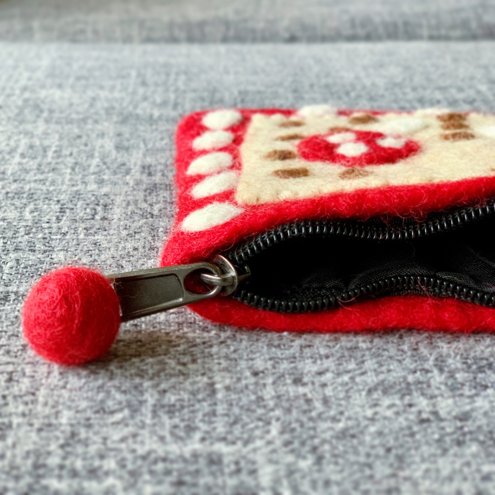 Mushroom Wool Felt Cosmetic Bag Felted Bag Felted Makeup Etsy