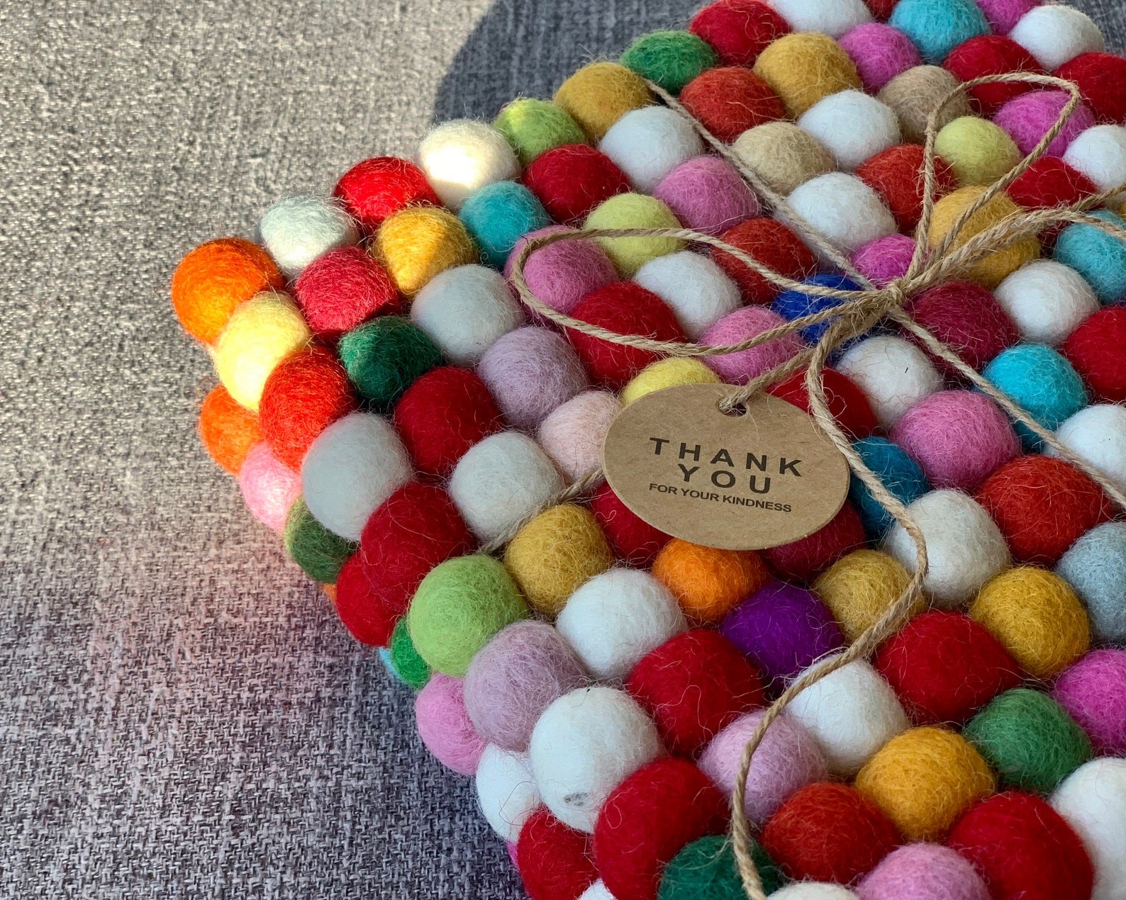 Rainbow Felted Trivet Felt Ball Trivet Wool Felt Potholder Etsy