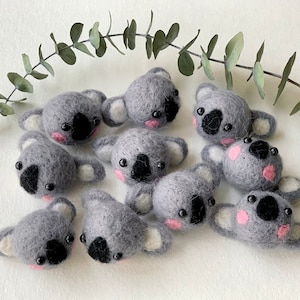 Koala feutré, Ours koala en feutre de laine, Koala feutré à l'aiguille, Décoration koala, Animaux en feutre, Tête de koala en laine, Animaux en feutre aiguilleté, Forme en feutre