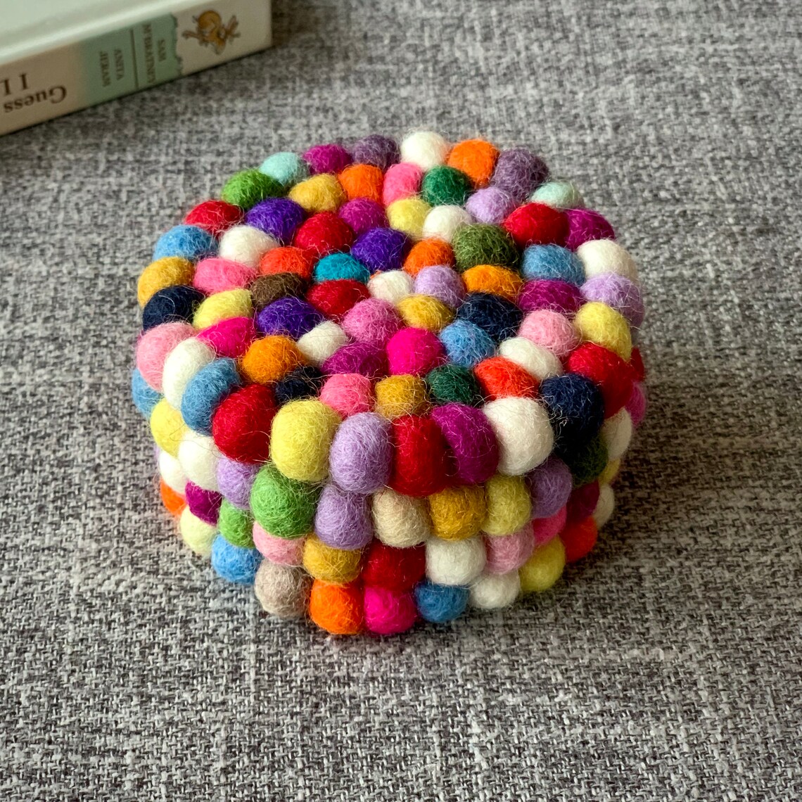 Felt Ball Coaster Set Felt Coasters Wool Felt Coaster Etsy
