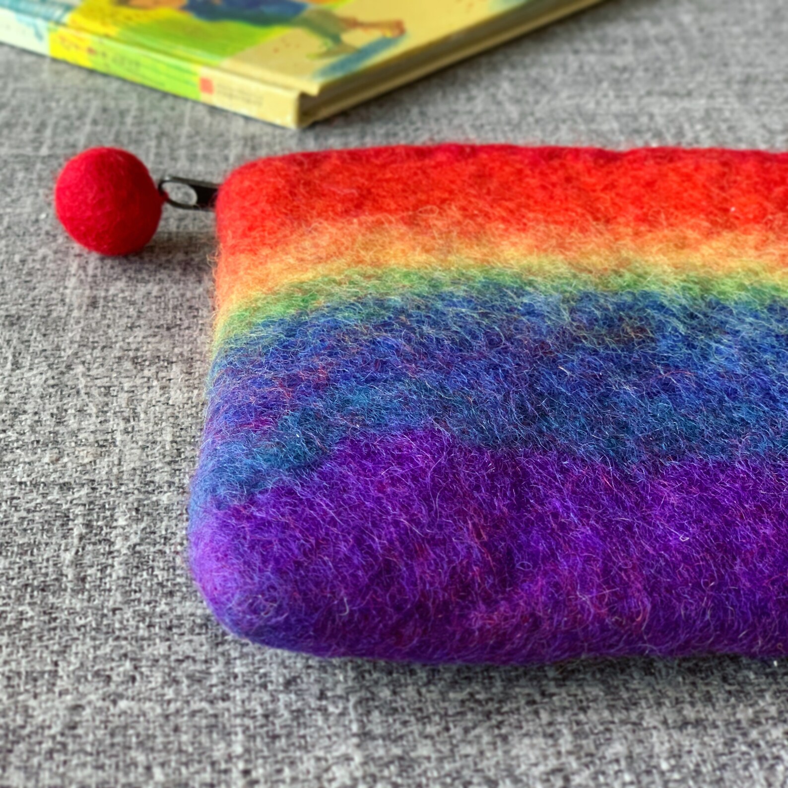 Rainbow Wool Felt Cosmetic Bag Felted Makeup Pouch Felt Etsy