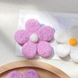 Felted Flowers, Felt Daisy, Needle Felt Flower, Wool Felt Flowers, Woolen Flower, Flower Ornament, Spring Decor, Felt Shape, Felt Accessory image 4