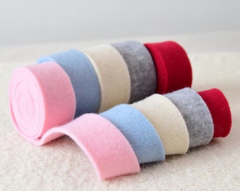 Wool Felt Ribbon, 9 Colors, Wool Ribbon Rolls, Felted Ribbon, Woolen Ribbon, Holiday Decoration, 1.6''x2.2yd, Home Decor