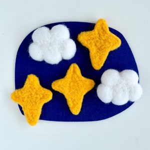Felted Yellow Star, Needle Felt Four Pointed Star for Making Baby Mobile, Pompom Garland, Kid&#39;s Hair Clip, Photo Prop, Ornament, Brooch