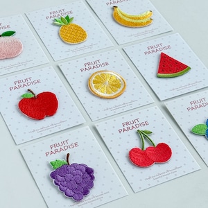 Fruit Patch, 9 Styles, Embroidered Fruits Patches, Self Adhesive Patch ...