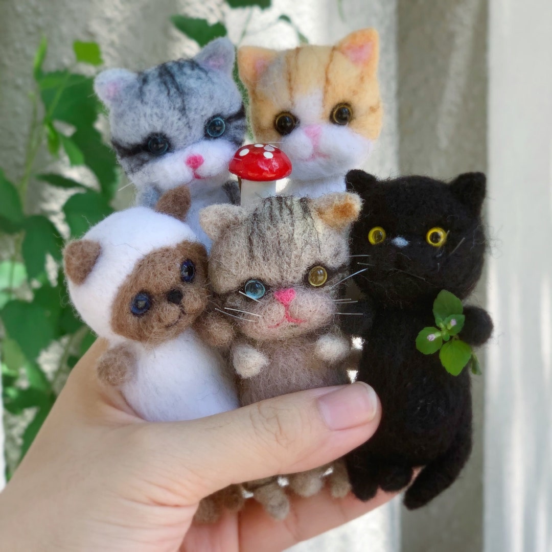Cat Needle Felting Kit, Needle Felt Cat, Felted Animal Kit, Felt Cat