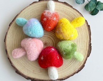 Handmade Wool Felt Mushroom, Craft Supply, Fairy Garden Decor