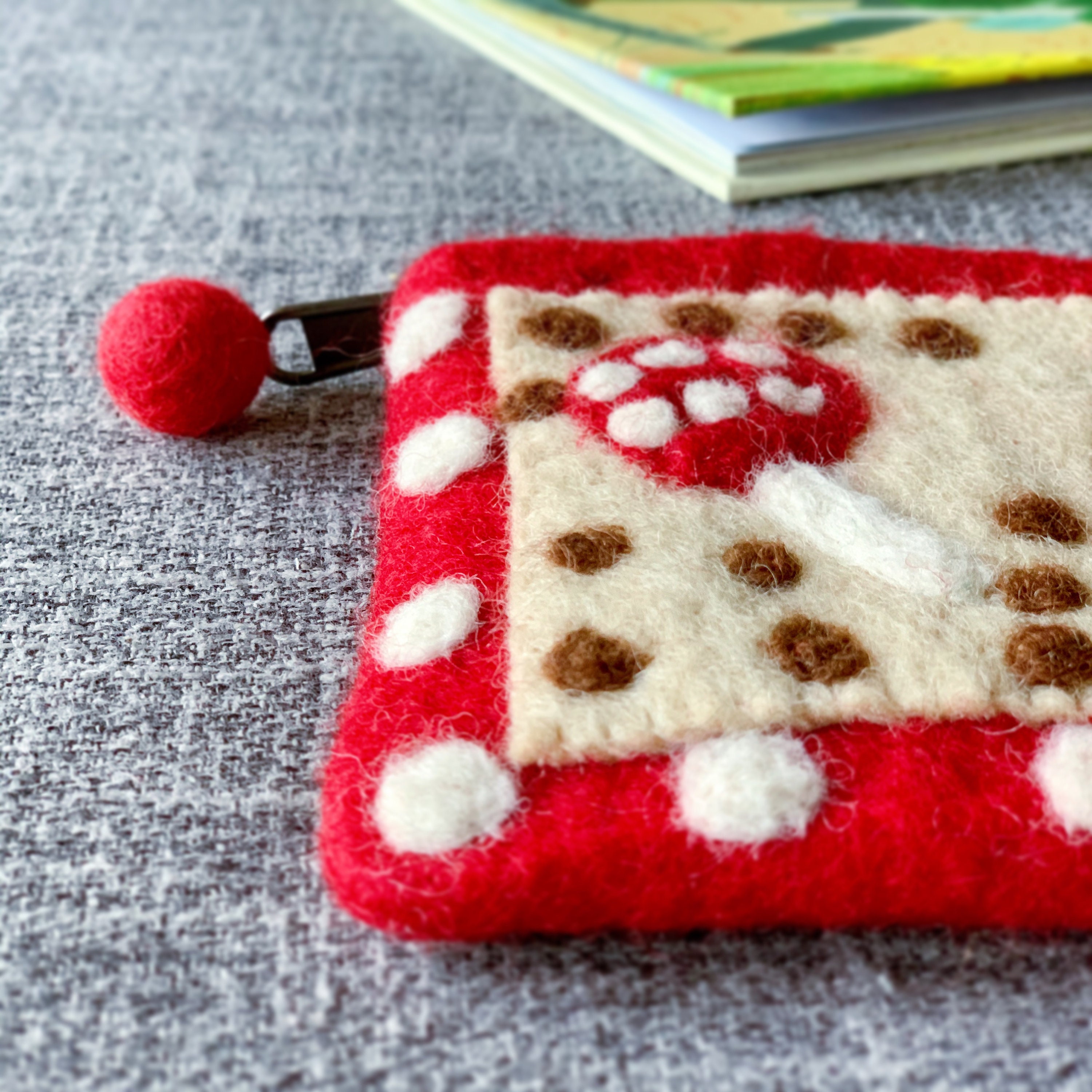 Mushroom Wool Felt Cosmetic Bag Felted Bag Felted Makeup Etsy