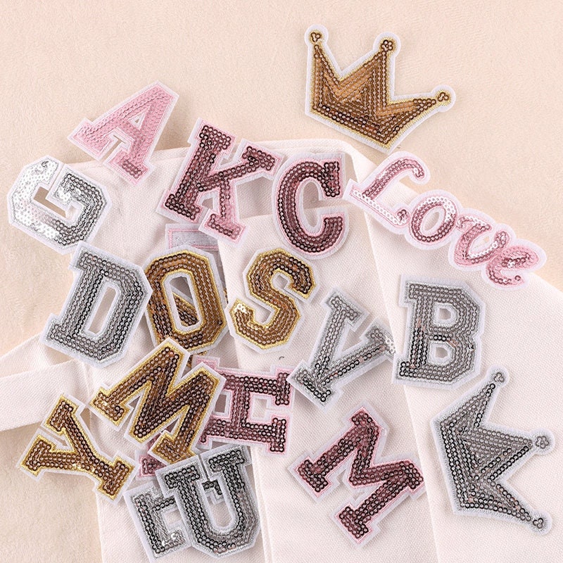 White 5cm / 7.5cm Quality 3D Chenille Letter Patch Large Size Iron on Towel  Patches Sew on Alphabet Embroidery Clothes 