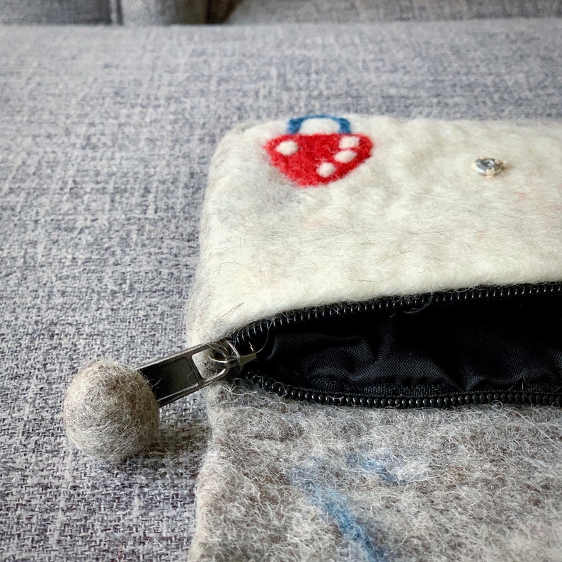 Little Girl and Mushroom Wool Felt Cosmetic Bag Felt Makeup Etsy
