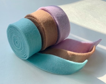 Wool Felt Ribbon, 9 Colors, Wool Ribbon Rolls, Felted Ribbon, Woolen Ribbon, Holiday Decoration, 1.6&#39;&#39;x2.2yd, Home Decor