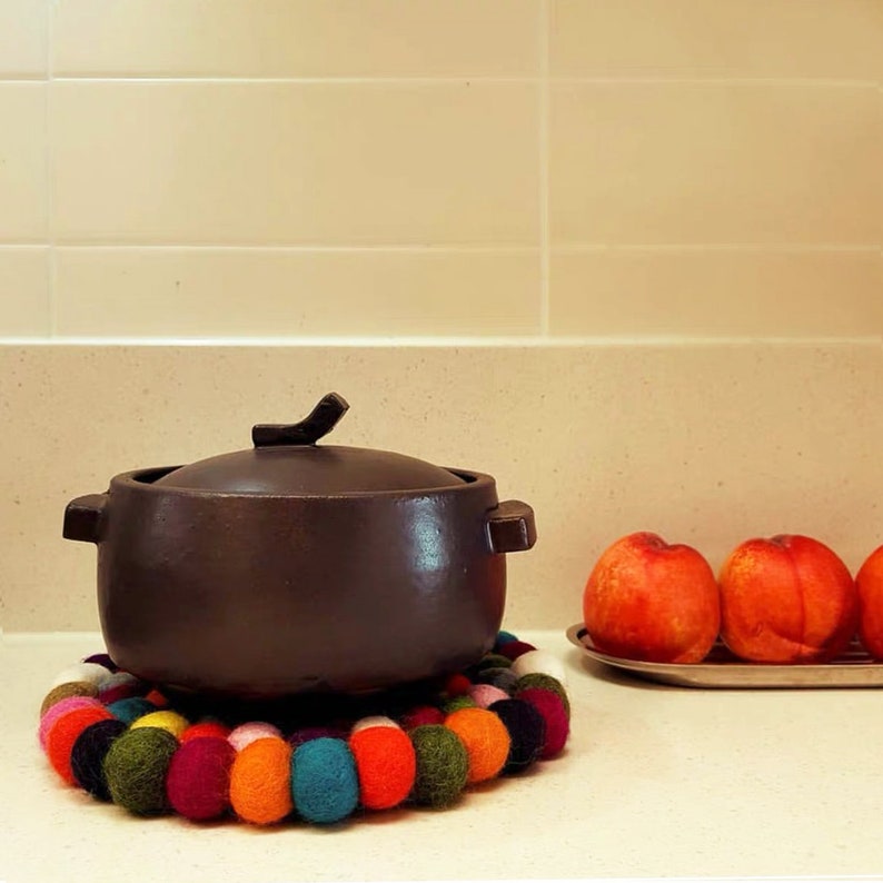 Rainbow Felted Trivet Felt Ball Trivet Wool Felt Potholder Etsy