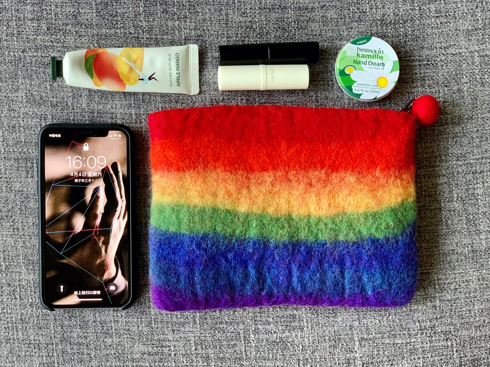 Rainbow Wool Felt Cosmetic Bag Felted Makeup Pouch Felt Etsy