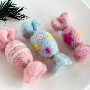 Felted Candy, Felt Play Food, Felt Candy for Making Garland, Baby Mobile, Kid&#39;s Photo Prop, Baby Nursery Decor, Felt Sweets, Toy Candy Felt