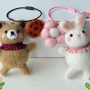Wollfilz Schlüsselanhänger, Gefilzte Schlüsselanhänger, Nadel Gefilzte Bär Schlüsselanhänger, Gefilzte Kaninchen Schlüsselanhänger, Handtasche Dekor, Gefilzte Tiere, Weihnachtsgeschenk