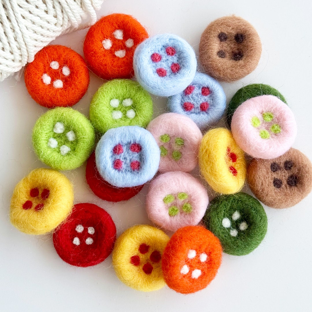 Felt Buttons, 8 Colors, Wool Felt Buttons for Making Baby Nursery Decor ...