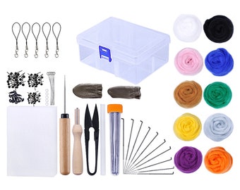 Needle Felting Kit Beginner, 64 Pcs, Wool Felting Starter Kit,  Wool Felting Supplies, Felting Needle, Wool Roving, DIY Kit, DIY Craft