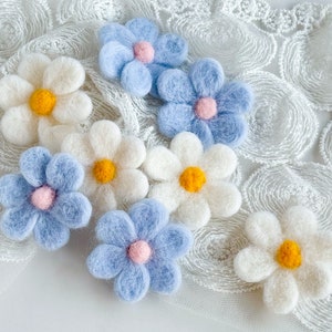 Fiori di margherite in feltro, 5 cm, fiori di lana fatti a mano per realizzare fermagli per capelli, ghirlande, ghirlande, ornamenti, articoli per l'artigianato, decorazioni per la casa