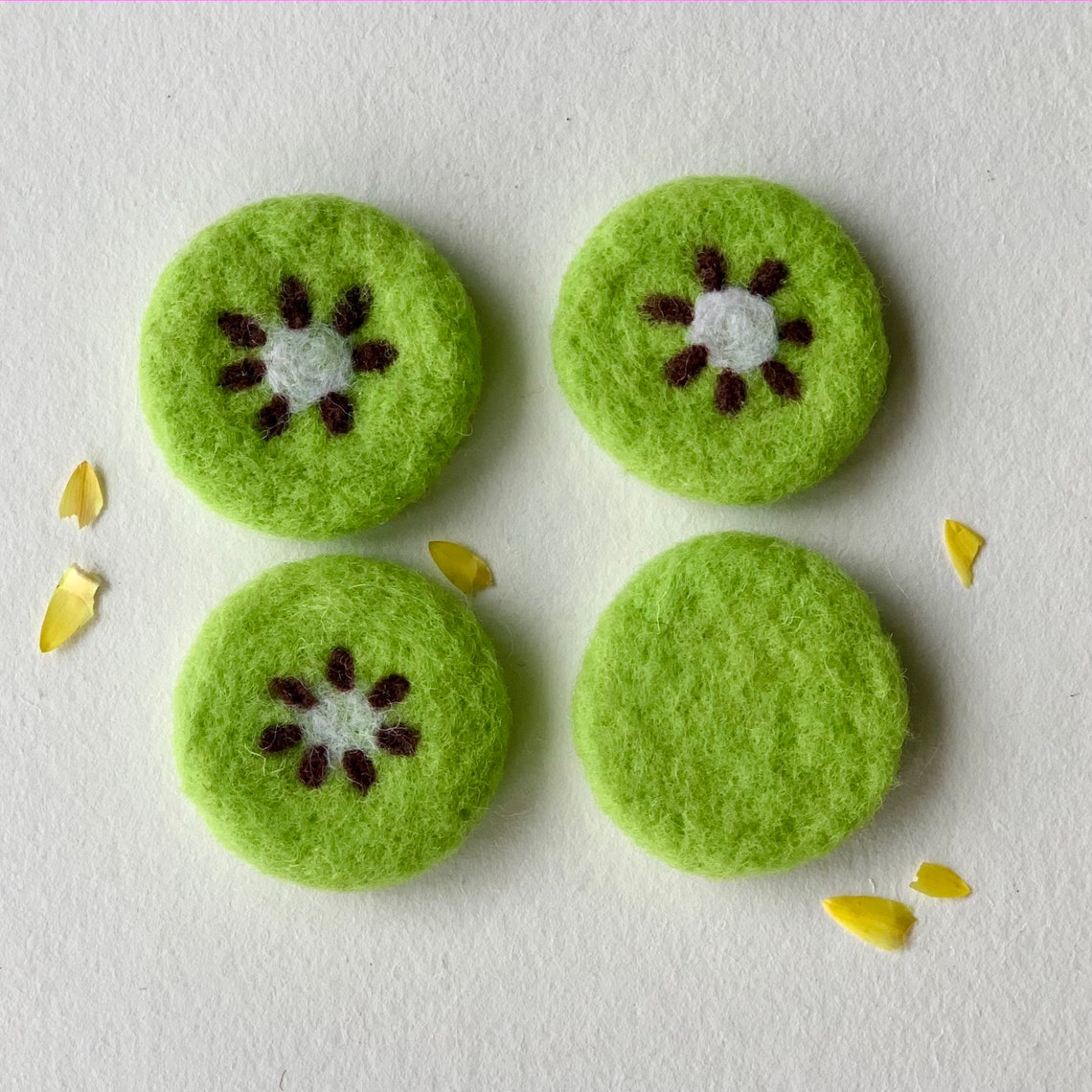 Felted Kiwi Slice Wool Felt Kiwi Needle Felted Kiwi Fruit Etsy